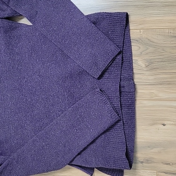 Anthropologie Moth Purple Wool Asymetrical Ruffle Button Up Cardigan - Picture 13 of 15